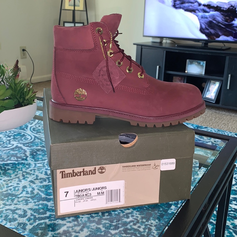 Juniors Burgundy Waterproof Timberland Boots